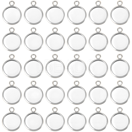 40Pcs 304 Stainless Steel Pendant Cabochon Settings STAS-BBC0010-68-1