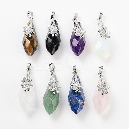 Gemstone Faceted Teardrop Pendants G-Q163-04P-1