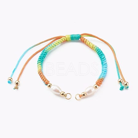 Segment Dyed Polyester Thread Braided Bead Bracelet Making AJEW-JB00918-04-1