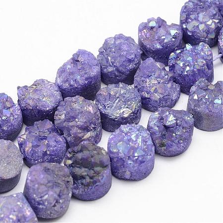 Electroplated Natural Druzy Quartz Crystal Bead Strands G-G889-03-1