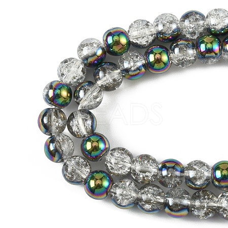 1Strand Electroplated Crackle Glass Beads Strands EGLA-YW0005-45E-1