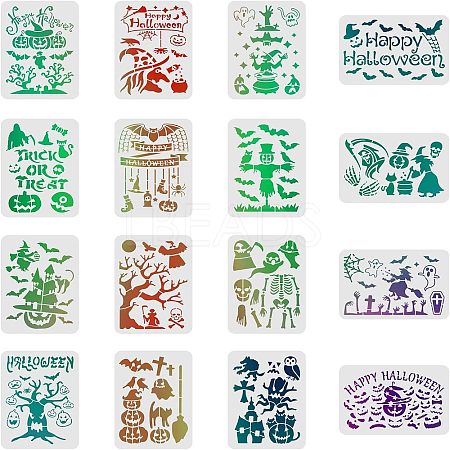 Plastic Drawing Painting Stencils Templates Sets DIY-WH0172-204-1