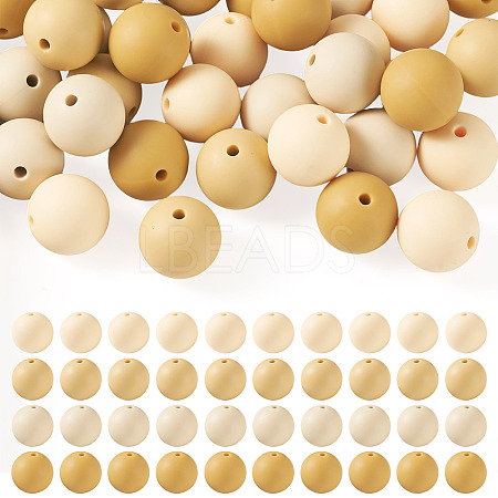 40Pcs 4 Colors Round Silicone Focal Beads SIL-TAD0001-02F-1