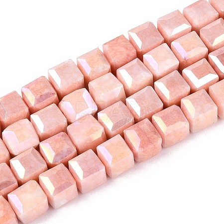 Anti-Tarnish Electroplate Glass Beads Strands GLAA-T025-8mm-10I-1