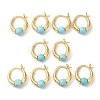 Synthetic Turquoise Round Beaded Hoop Earrings EJEW-A099-03G-03-1