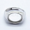 Anti-Tarnish Rhodium Plated 925 Sterling Silver Finger Ring Components STER-G027-11P-1