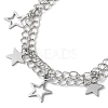 Star & Moon 304 Stainless Steel Charm Bracelets BJEW-JB10366-3