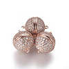 Brass Micro Pave Cubic Zirconia Magnetic Clasps with Loops ZIRC-L082-E-01-2