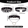 3Pcs 3 Styles Punk-style Imitation Leather Chocker Necklaces NJEW-CL0001-25-2
