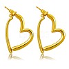 Brass Heart Dangle Stud Earrings with 925 Sterling Silver Pins for Women JE1091A-1