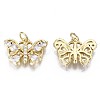 Brass Micro Pave Clear Cubic Zirconia Pendants KK-S061-70G-NR-2
