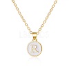 Alloy White Enamel Flat Round with Letter Pendant Necklaces FS-WG63565-18-1
