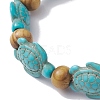 Beach Turtle Dye Synthetic Turquoise Beaded Stretch Barcelets BJEW-JB10291-01-3