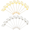 40Pcs 2 Styles Leaf Stainless Steel Round Tray Stick Lapel Pins JEWB-SC0001-75D-1