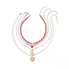 4Pcs 4 Style Natural Rose Quartz & 304 Stainless Steel & Alloy Enamel Pendant Necklaces Set NJEW-JN04069-1