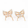 Brass Micro Pave Clear Cubic Zirconia Stud Earrings Findings KK-T062-121G-NF-1