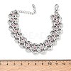 304 Stainless Steel Light Rose Rhinestone Bowknot Link Chain Bracelets SA-CBA2696-11P-5
