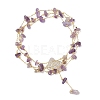 Natural Amethyst Chip Handmade Link Chain Necklaces NJEW-JN05811-01-7