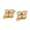 Rack Plating Brass Pave Cubic Zirconia Connector Charms KK-O142-44G-3