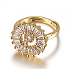 Brass Micro Pave Cubic Zirconia Adjustable Rings RJEW-F071-P-G-RS-1
