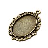Oval Antique Bronze Color Zinc Alloy Pendant Settings for Cabochon & Rhinestone X-PALLOY-A15257-AB-LF-2