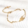 304 Stainless Steel Saint Benedict Cross Link Bracelets for Women BJEW-K295-02G-3