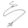 Non-Tarnish 201 Stainless Steel Cross with Sailor's Knot Pendant Necklace with Cable Chains NJEW-Q317-11P-1