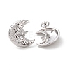 Clear Cubic Zirconia Moon with Star Stud Earrings EJEW-G339-07P-2