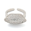 Real Platinum Plated Brass Micro Pave Clear Cubic Zirconia Cuff Rings RJEW-L113-018P-01-2