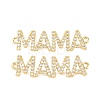 Mother's Day Brass Micro Pave Clear Cubic Zirconia Connector Charm KK-F931-27B-G-1