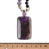 Natural Amethyst Rectangle Pendant Glass Beaded Long Necklaces GG-CBAE048-02A-5