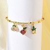 Brass Micro Pave Cubic Zirconia Friut Charm Bangles for Women BJEW-Z089-05G-3