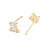 Brass Micro Pave Clear Cubic Zirconia Stud Earring Findings LS-KK-Z099-02G-03-2