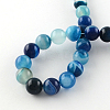 Dyed Natural Striped Agate/Banded Agate Round Bead Strands G-R342-8mm-05-3