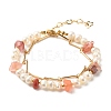 Natural Mixed Stone & Pearl Beads Double Layered Bracelets Set BJEW-TA00025-4