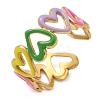 Heart 304 Stainless Steel Enamel Open Cuff Rings for Women RJEW-U034-01G-01-4