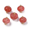 Natural White Jade Dyed Saucer Charms with Rack Plating Golden Tone Brass Bails KK-B103-17B-10-1