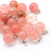 Round Dyed Cherry Quartz Glass Pendants G-Q434-06-1