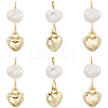 6Pcs Brass & Natural Pearl Heart Pendants KK-BBC0019-31-6