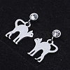 201 Stainless Steel Kitten Dangle Stud Earrings EJEW-T008-JN744-1