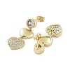 Heart Brass with Cubic Zirconia Dangle Stud Earrings EJEW-Q811-30G-2