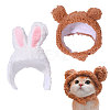 2Pcs 2 Styles Cute Cotton Warm Rabbit & Bear Hat AJEW-GL0002-57-1
