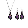 Teardrop Bohemian Style Alloy & Synthetic Turquoise Pendant Necklaces & Dangle Earrings Sets WGFFBB8-01-5