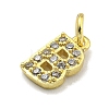 Letter Brass Micro Pave Clear Cubic Zirconia Pendants KK-K354-06G-B-2