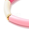 Curved Tube Opaque Acrylic Beads Stretch Bracelet for Teen Girl Women BJEW-JB06940-05-4