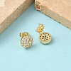 Round Brass Micro Pave Clear Cubic Zirconia Stud Earrings EJEW-Z144-15G-3