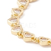Clear Cubic Zirconia Heart Link Chains Bracelet BJEW-I301-05G-2