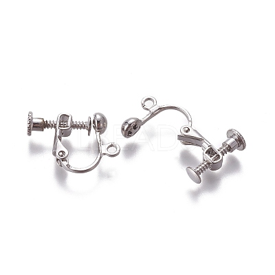 Rack Plated Brass Screw Clip-on Earring Findings X-KK-P169-04P-1