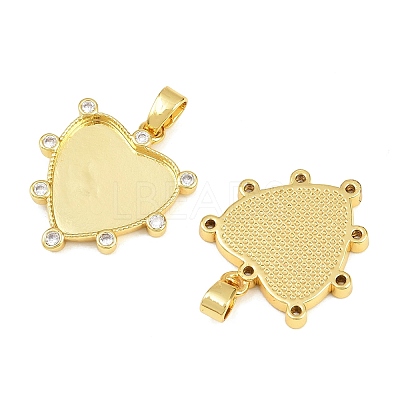 Brass Micro Pave Cubic Zirconia Pendant Cabochon Settings KK-CBA6A75-50B-G-1