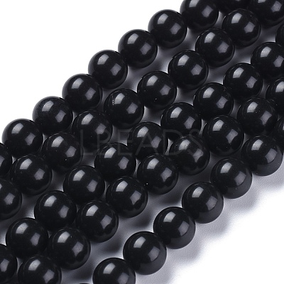 Natural Black Stone Beads Strands G-I288-A02-6mm-1